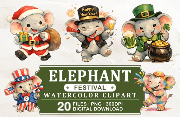 Download Elephants Festival Watercolor Clipart - Festival Collection